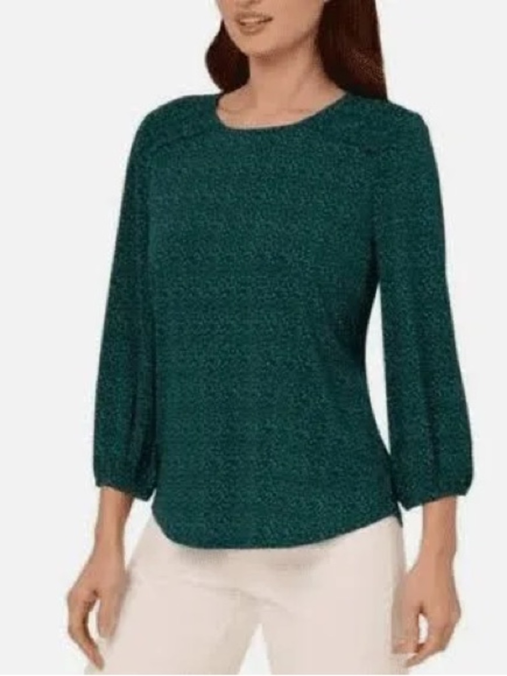 Adrianna Papell Teal Green 3/4 Sleeve Crewneck Top. Small